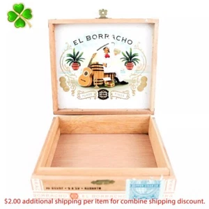 El Borracho Natural Robusto Empty Wood Cigar Box 6.5" x 6" x 1.75" - Picture 1 of 12