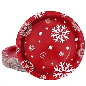 Christmas Paper Plates 50 Count 9 Inches Snowflake Holiday Disposable Plates For - Picture 1 of 7