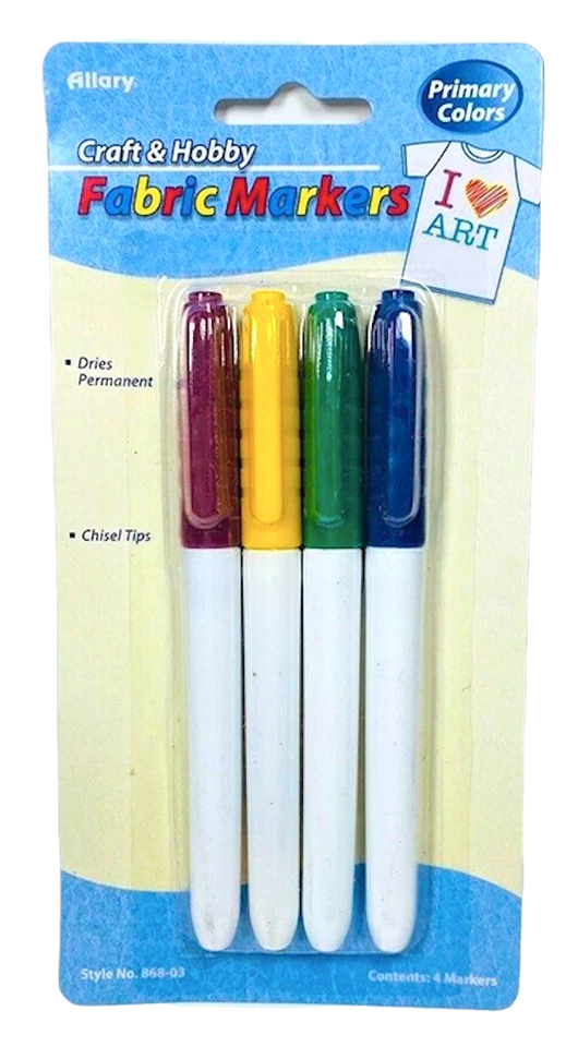 Paquete de 4 marcadores permanentes de tela Allary Craft & Hobby colores primarios Foto 1 de 1