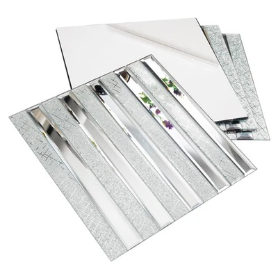 Peel and Stick Mirror Strip Tile, 1.2 x 12 Inches Mirror Tiles for Kitchen Ba... - Image 1 of 4