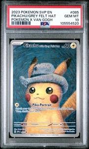 Pokemon TCG Pikachu Grey Felt Hat Van Gogh PSA 10 #085 SVP English Card - Picture 1 of 3