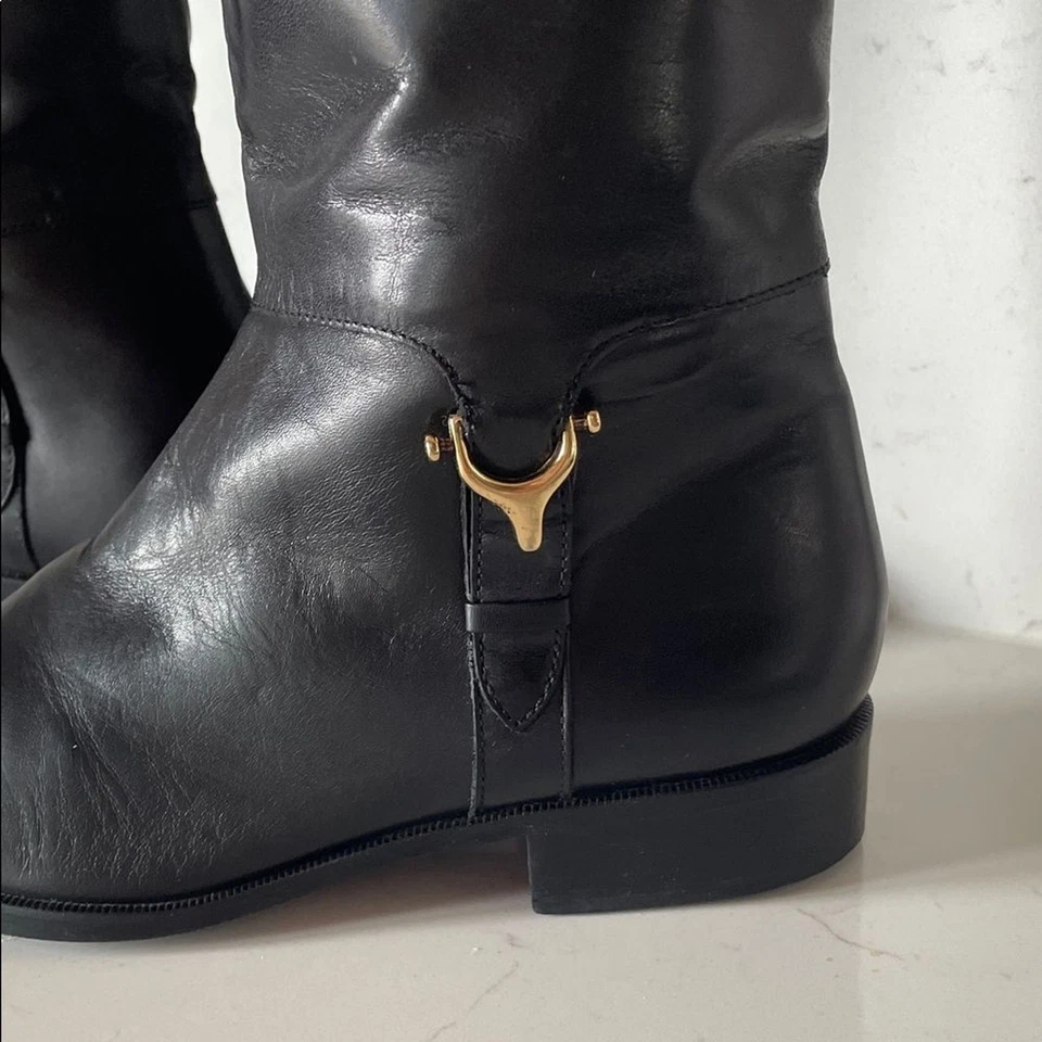 RARO Casi Nuevo Botas de Equitación Etienne Aigner Cuero Derby Negro 7.5 Foto 1 de 4