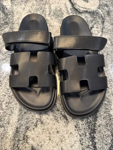 Hermes Chipre Sandalias Mujer Negro 42 - Funciona Pequeño Se Ajusta 40 - Imagen 1 de 7