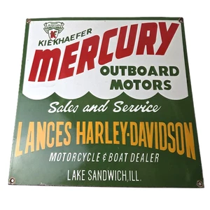 Letrero fueraborda Mercury vintage - letrero de motocicletas Harley Davidson porcelana gasolina - Imagen 1 de 14
