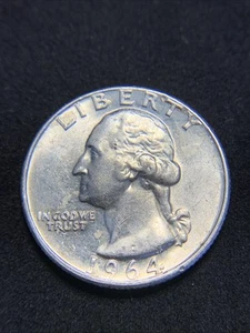 1964 US Quarter 90% Silver! No Mint Mark! Brilliant Bright Color - Picture 1 of 6