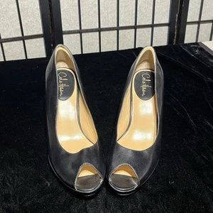 Cole Haan Peep Toe Heels Black Women’s 9 B - Picture 1 of 8