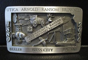 Ness County Kansas Old Settlers Reunion Past & Present 2000 Belt Buckle Pheasant - Picture 1 of 3