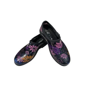 Sloggers Women's Waterproof Rain & Garden Shoes Black With Colorful Flowers Sz 9 - Picture 1 of 11
