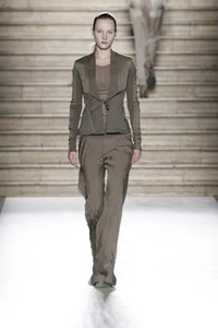 Pantaloni di seta Rick Owens taglia 42 us 8 taglio sbiadito svasato tungsteno 06 grigio oliva - Foto 1 di 9