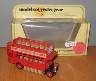 Matchbox Yesteryear Y23 AEC Omnibus 1903 Yorkshire 1983 Code 3 - Image 1 of 3