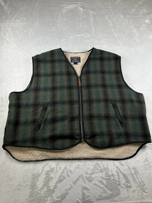 Colete Woolrich Masculino 3XL Verde Xadrez Sherpa Lã Forrado com Zíper Frontal Lã Externa - Imagem 1 de 4