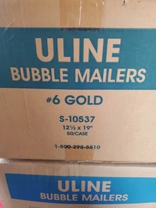 Uline Bubble Mailers #6 Gold S-10537 12 1/2 X 19" 50 Count Case - Picture 1 of 4