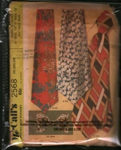 2568 Vintage McCalls SEWING Pattern 1970s Mens Accessories Bow Tie Necktie Wide - Picture 1 of 2