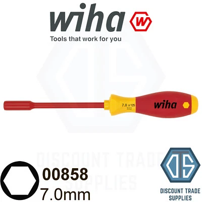 Wiha Socket Driver Wrench Screwdriver VDE Hex Nut Key Nut Driver 7mm 1000v 00858 - Image 1 of 3