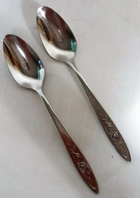 ONEIDA COMMUNITY FRUIT,  ORANGE SPOONS MY ROSE STAINLESS STEEL PAIR - Image 1 of 4