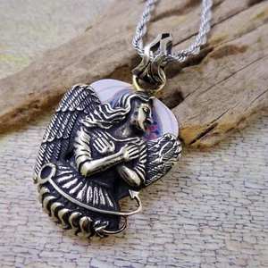 Angel of Hope Guitar Pick Pendant Holder Necklace Made in USA Signed 2014 - Picture 1 of 2