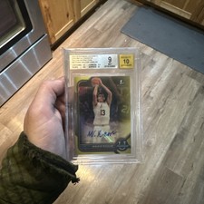 BGS 9 - WALKER KESSLER #/75 Auto 2021 Bowman University Chrome YELLOW REFRACTOR