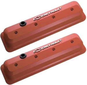 GM Performance 141-841 87-Pre LS Aluminum Orange Valve Covers, Tall, Bowtie / Ch - Picture 1 of 1