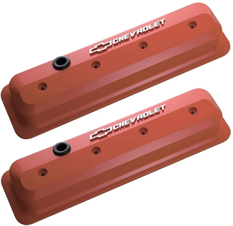 GM Performance 141-841 87-Pre LS Aluminum Orange Valve Covers, Tall, Bowtie / Ch - Image 1 of 1