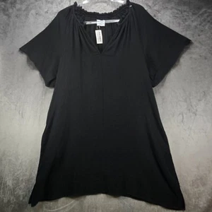 Old Navy Petite Summer Shift Dress Lp Black Crepe Gauze Pockets Beach Resort - Picture 1 of 16