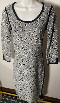 Vestido Marc New York Mujer Extra Pequeño Suéter Gris Negro Bodycon Geométrico Foto 1 de 4