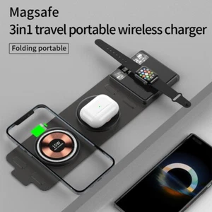Tapis de Tapis Pliable Chargeur Sans Fil 3 en 1 pour Apple Watch Air Pods iPhone 14 Max - Photo 1 sur 20