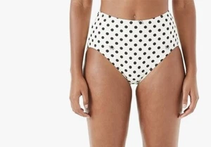 Kate Spade New York womens Lia Logo Dot High-waist Bikini Bottoms ivory size M - Picture 1 of 7