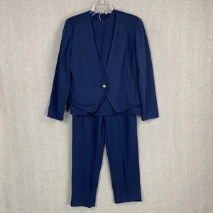 Juego de 3 piezas de traje vintage para mujer 8 nuevo con etiquetas azul blazer con ojo de cerradura para el torso en pantalones - Imagen 1 de 24