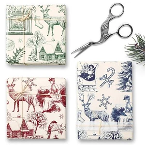 9 Sheets Christmas Wrapping Paper -Roll- Rustic Farmhouse Gift Wrap Paper Fol... - Picture 1 of 7