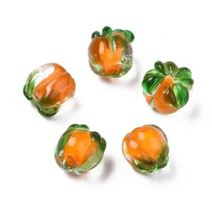 10pcs Lampwork Beads Persimmon Dark Orange Fruit Spacer Loose Bead 12~13mm - Picture 1 of 4