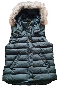 Damen Outdoor Steppweste - H&M Kapuze Kunstfell - grün Gr. 38 *NEUwertig* - Bild 1 von 24