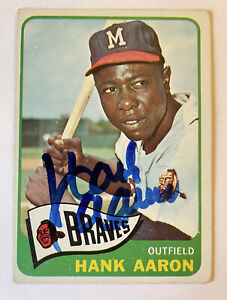 1965 Topps #170 Hank Aaron Auto Autograph Clean Dark Signature Baseball Card