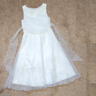 Girls Communion Flower Girl Special Occasion White Dress Bonnie Jean Size 165