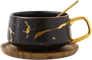 Eplze YBK Tech Porcelain Tea Cup Coffee Mug Set for Afternoon Tea - Marble Short - Picture 1 of 7