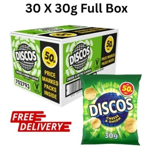 Discos Cheese & Onion Crisps 30 X 30g Fullbox/School/Lunch/Crisp on Demand/Wheat - Picture 1 of 2