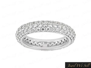 1.75Ct Round Diamond 3 Row Pave Anniversary Eternity Band Ring 18K Gold G SI1 - Picture 1 of 8
