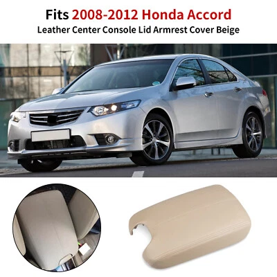 For 2008-2012 Honda Accord Leather Center Console Lid Armrest Beige Tan Cover US - Image 1 of 4