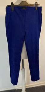 COAST size 12 Blue brocade Elegant Capri Trousers with side zip details RRP £95 - Picture 1 of 16