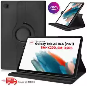 Samsung Galaxy Tab A8 10.5" 2022 (SM-X200) 360 Smart Leather Rotating Case Cover - Picture 1 of 37