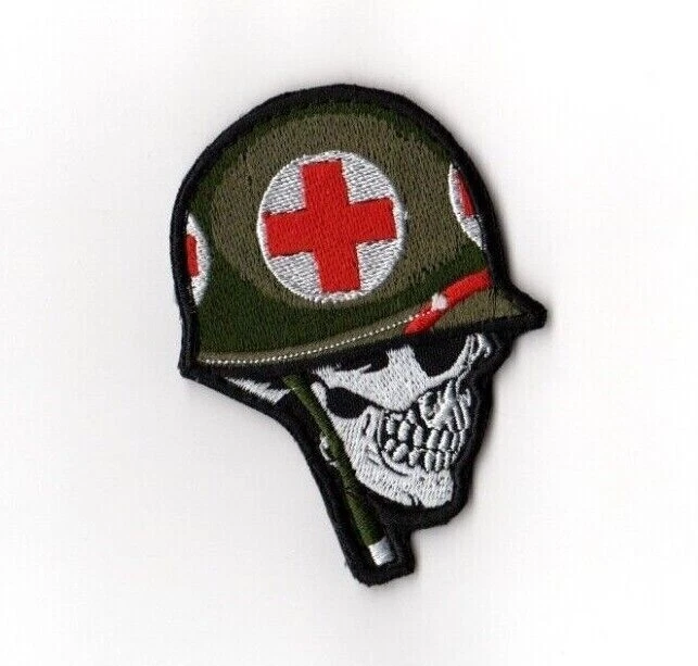 Skull Medic Patch I Red Medical Cross Helmet Military Army Paramedic Death War - Image 1 of 1