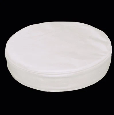 Pe251r Off White Soft Faux Leather Sheep Skin 3D Round Cushion Cover Custom Size - Image 1 of 4