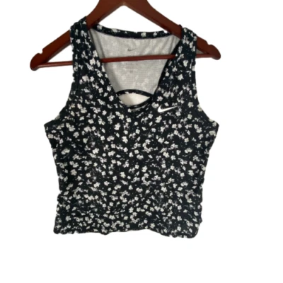 Camiseta sin mangas recortada Nike para mujer pequeña negra Victory Floral Dri Fit suéter ajustado Foto 1 de 4