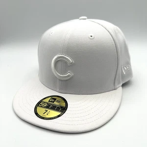 Sombrero ajustado New Era Chicago Cubs blanco sobre blanco 59FIFTY 7 1/4 - Imagen 1 de 9