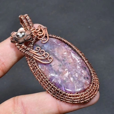 Colgante de joyería hecha a mano de piedras preciosas Charoite ruso 2,84" u586 Foto 1 de 3