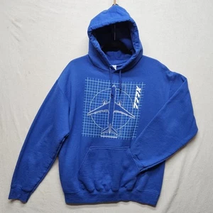 Boeing Sweatshirt Unisex Size M Blue Pullover Hoodie Graphed 777X Plans - Picture 1 of 7