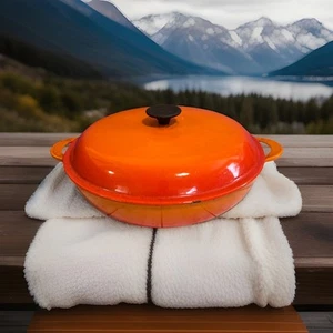 Braiser Le Creuset vintage años 80 con tapa - naranja llama - 12" 3,5 cuartos #30 - Imagen 1 de 8