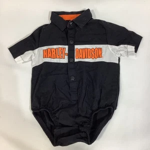 Body neonato ufficiale Harley-Davidson 6-9M arancione nero logo pezzo unico - Foto 1 di 4