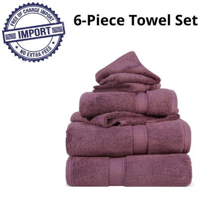 Free Shipping! Egyptian Cotton Pile Heavyweight 6-Piece Towel Set, Plum - Image 1 of 4