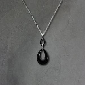 Amello Collar Acero Inoxidable Cerámica 50cm Gotas Joya Plata Negro ESKX11S - Imagen 1 de 5