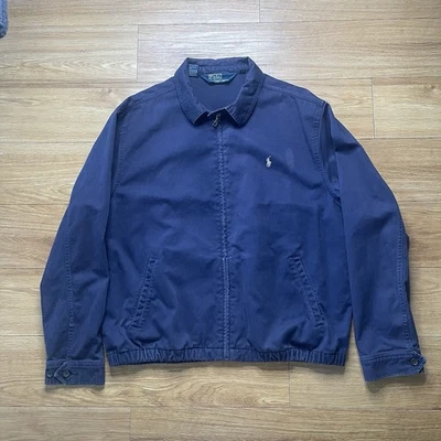 Vintage Polo Ralph Lauren Harrington Jacket Mens L Navy Plaid Collar Bi-Swing - Image 1 of 4